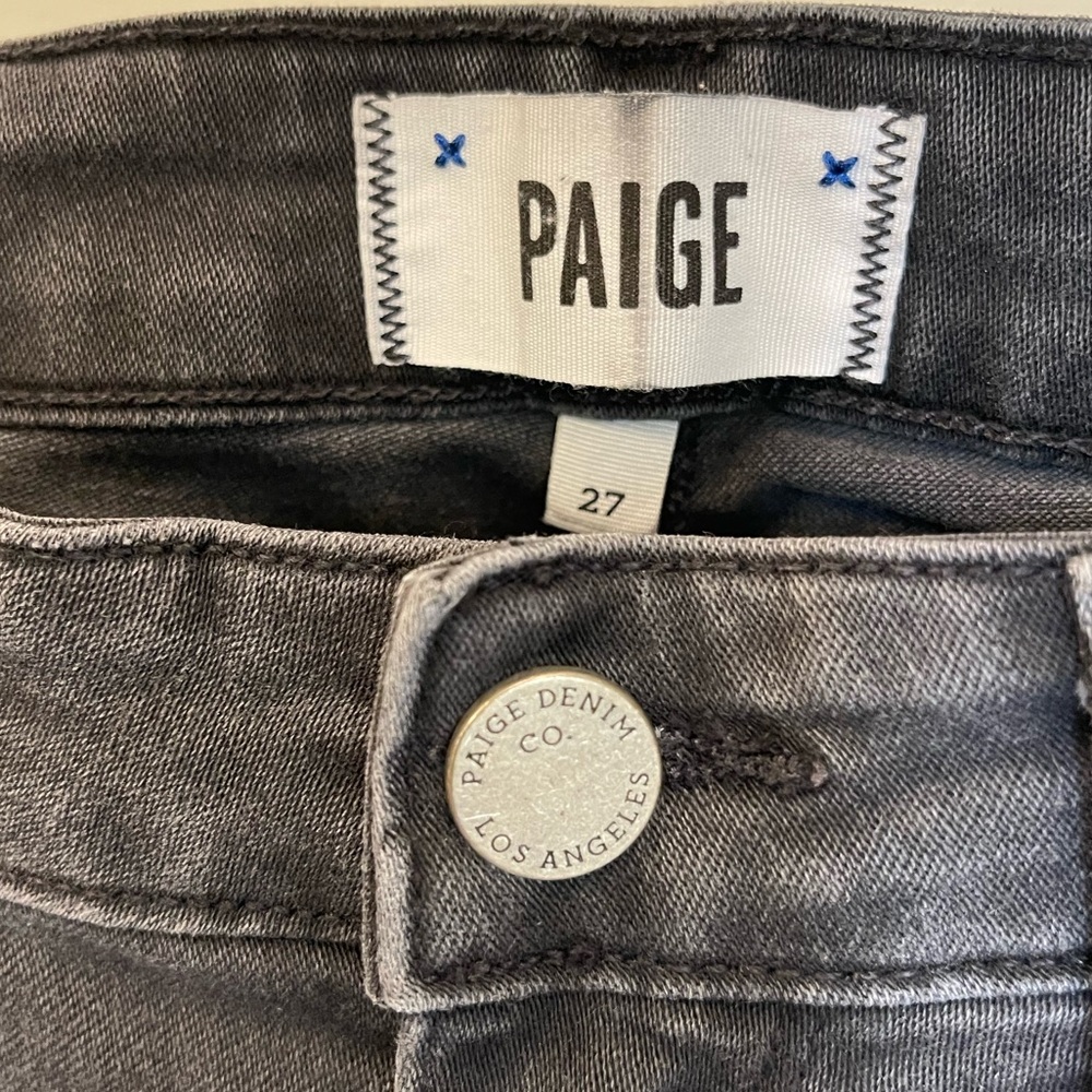 Paige Denim Jeans Moscow No Whiskers Moto Black Fade Skinny low-rise size 27 - Picture 10 of 14